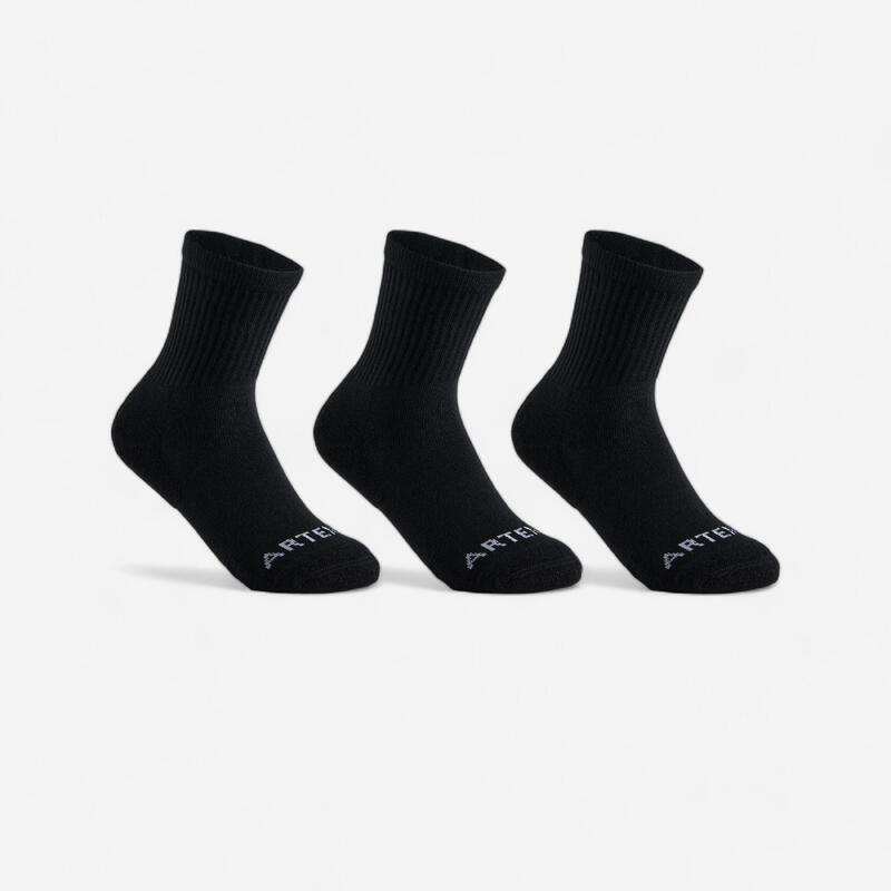 Set Şosete Lungi Tenis RS100 x 3 Alb Copii