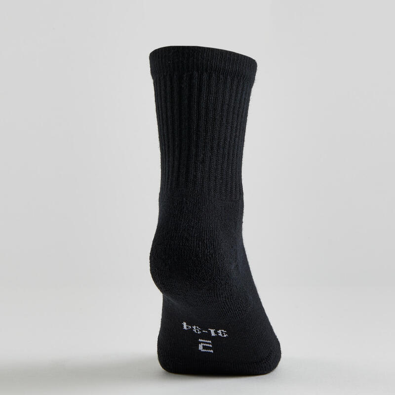 Șosete de tenis, copii, înalte, pachet de 3  - rs100 negru