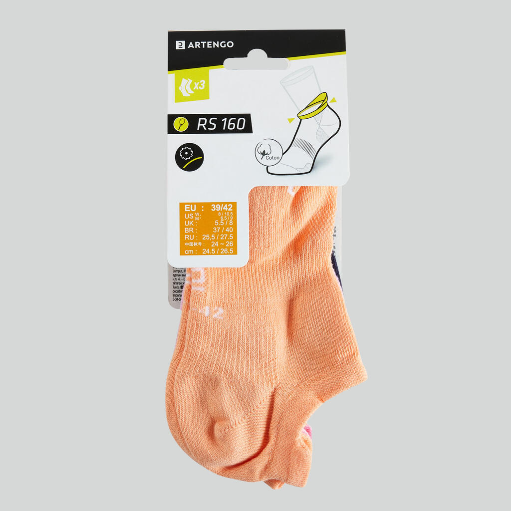 CHAUSSETTES DE SPORT BASSES ARTENGO RS 160 NOIR BRILLANT LOT DE 3