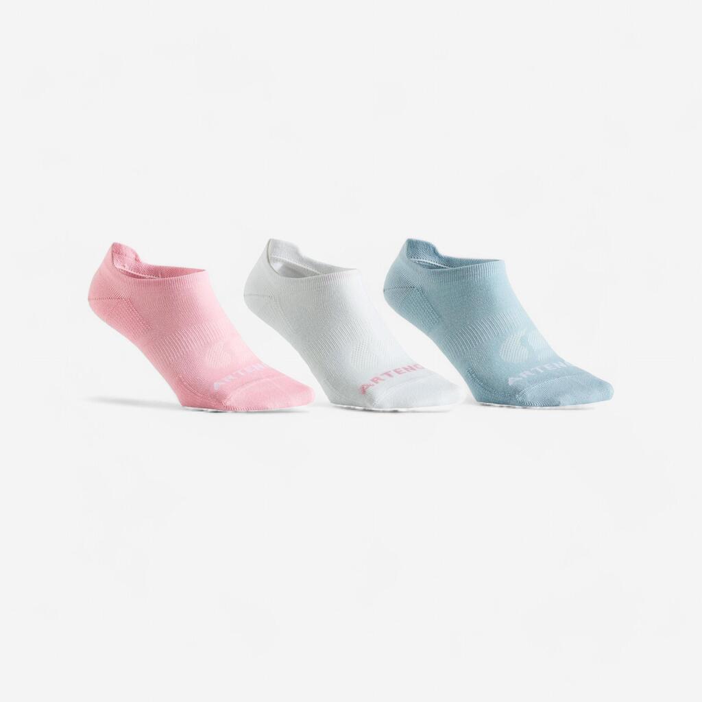 CHAUSSETTES DE SPORT BASSES ARTENGO RS 160 ROSE BLANC BLEU CHINE LOT DE 3