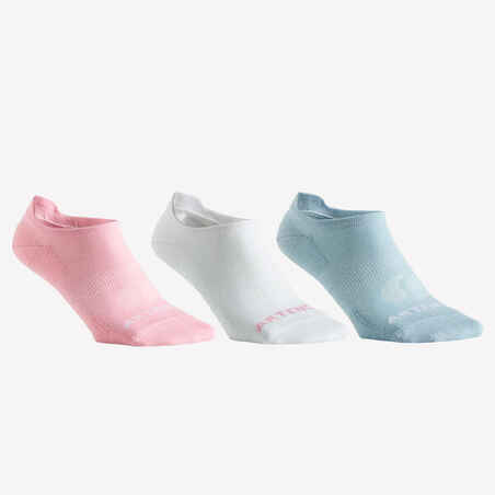 Calcetines deportivos cortos rosa, blanco y azul Artengo RS 160, 3 pares