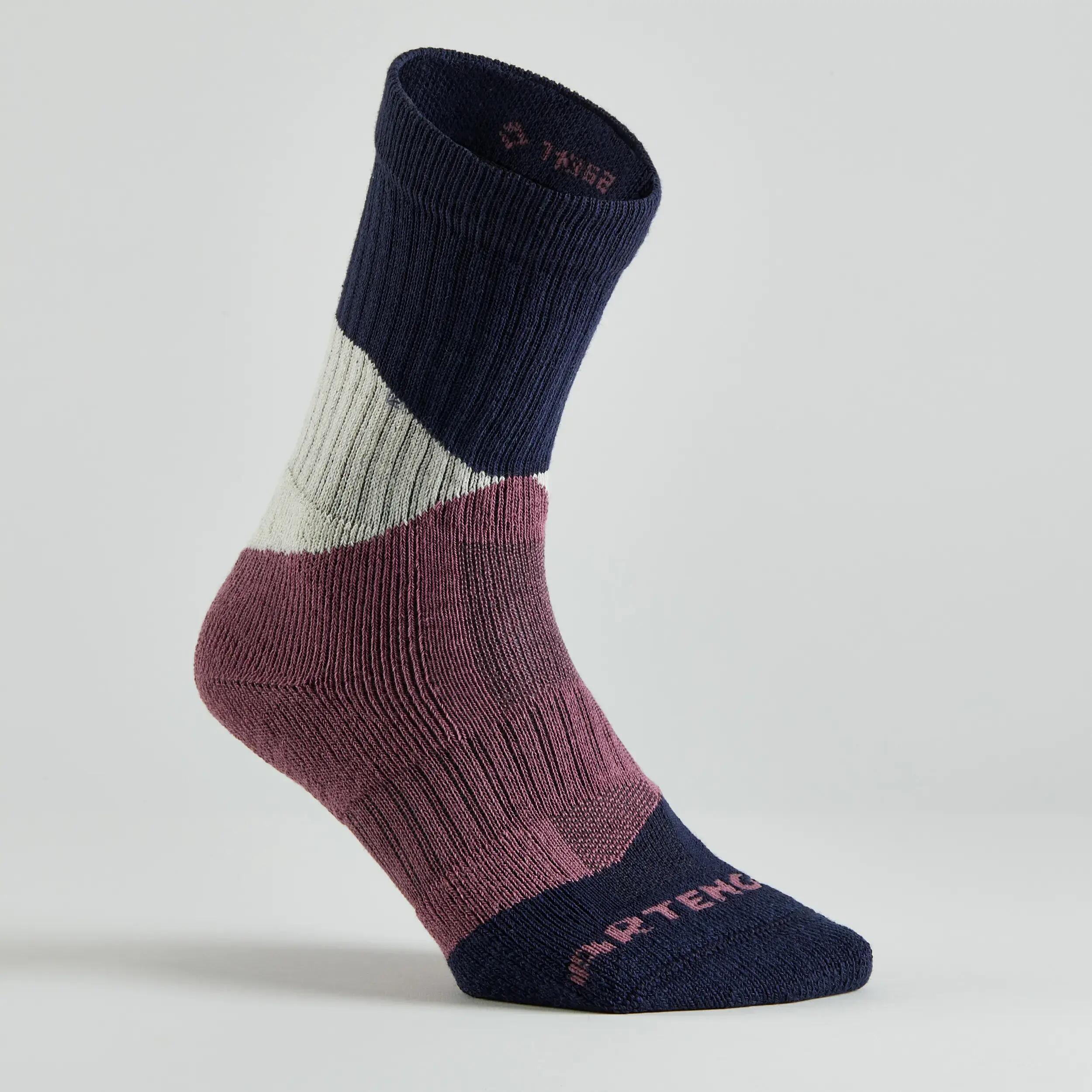 High Tennis Socks Tri-Pack RS 500 - Navy/Purple 5/13