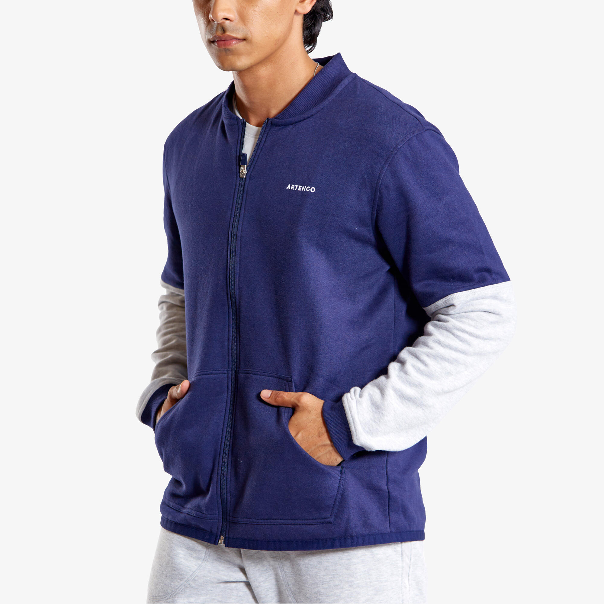 Unisex Tennis Winter Jacket TJA500 Blue and Grey