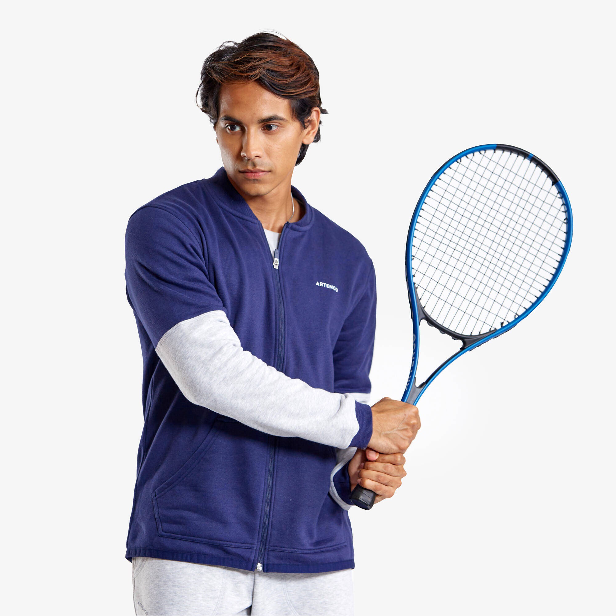 Unisex Tennis Winter Jacket TJA500 Blue and Grey