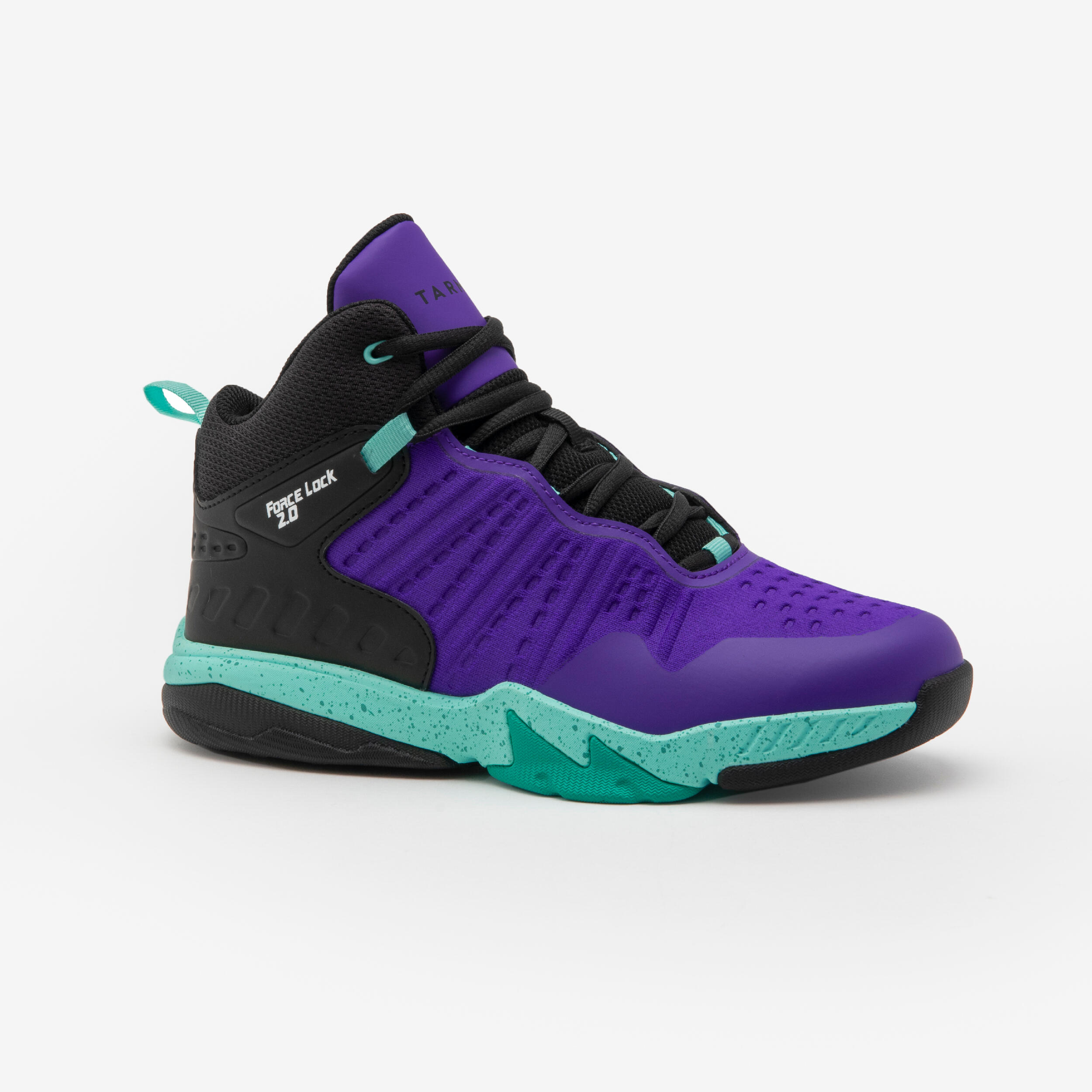 purple and black basketball shoes