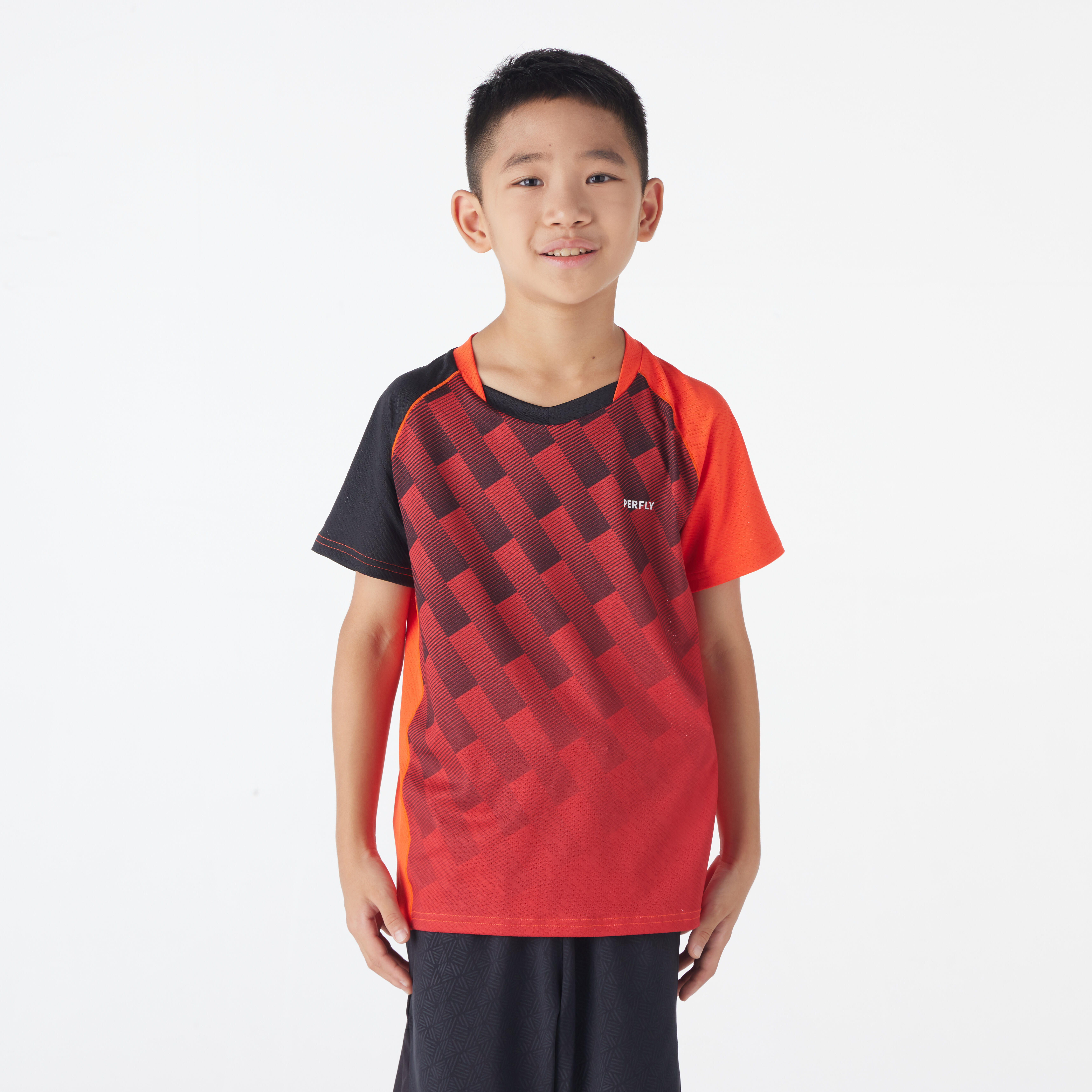LITE Badminton T-shirt 560 Junior Red Black