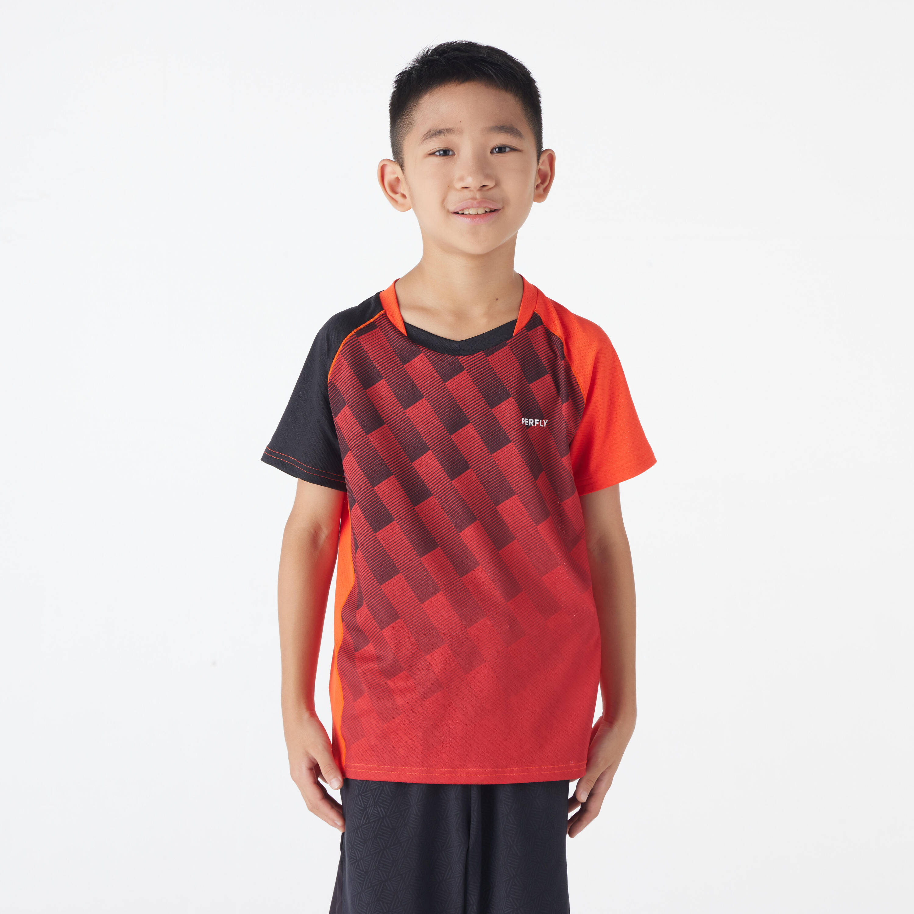LITE Badminton T-shirt 560 Junior Red Black -  3
