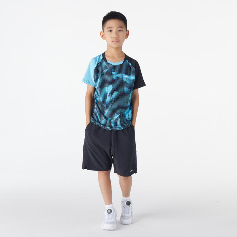 LITE Badminton T-shirt 560 Junior Black Aqua