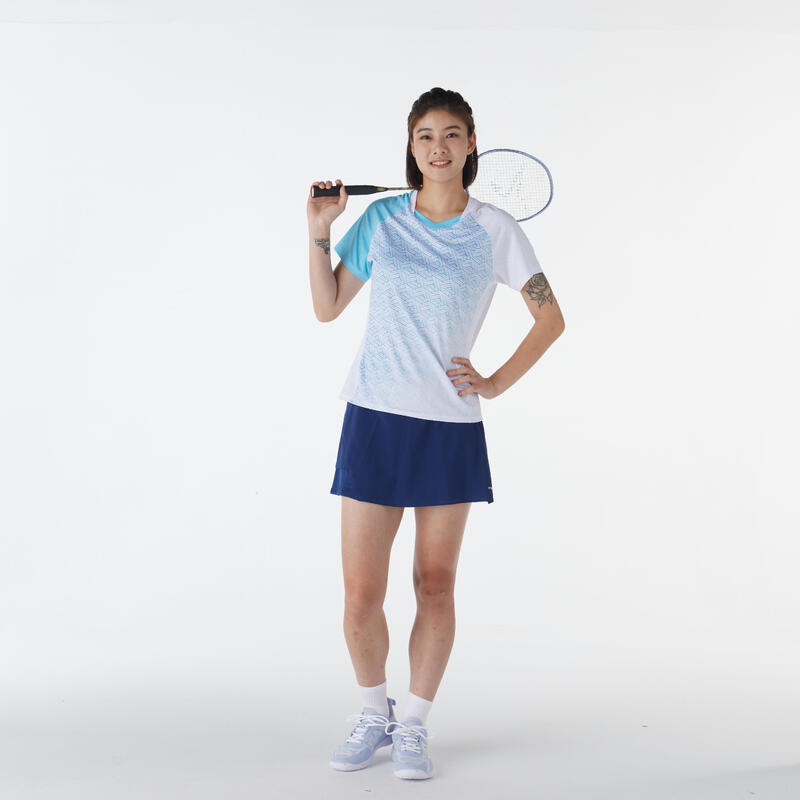 LITE Badminton T-shirt 560 Women White Aqua