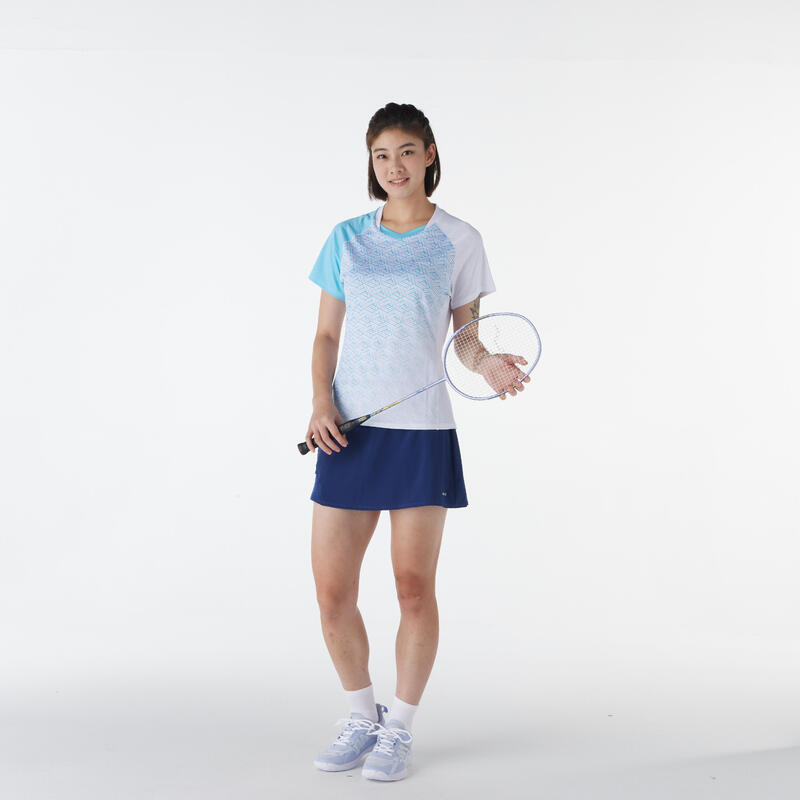 LITE Badminton T-shirt 560 Women White Aqua