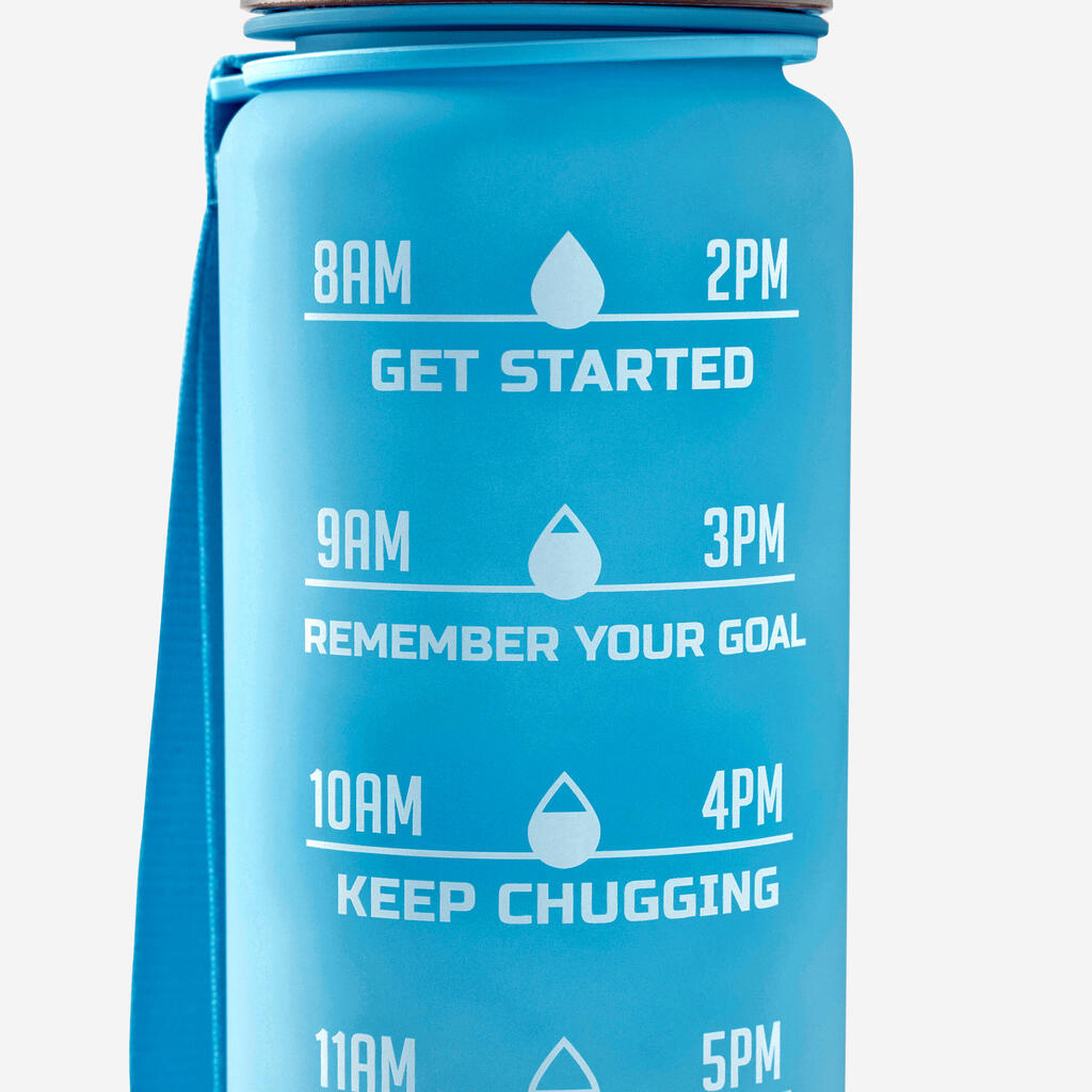 1 Litre Fitness Bottle Motivation - Blue/White