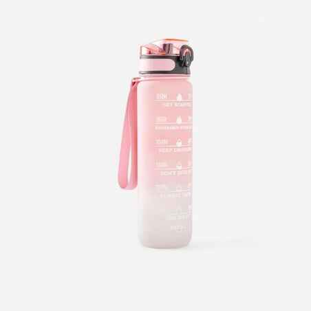 1 Litre Fitness Bottle Motivation - Pink/White