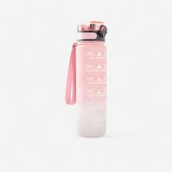 MOTIVERENDE DRINKFLES VOOR FITNESS 1 LITER ROZE WIT