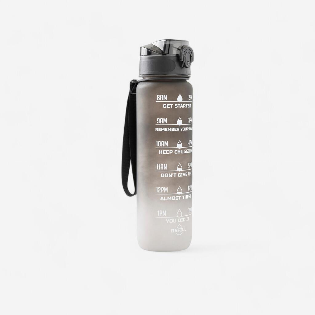 1-Litre Fitness Bottle Motivation - Black/White