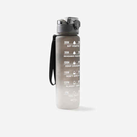 1-Litre Fitness Bottle Motivation - Black/White