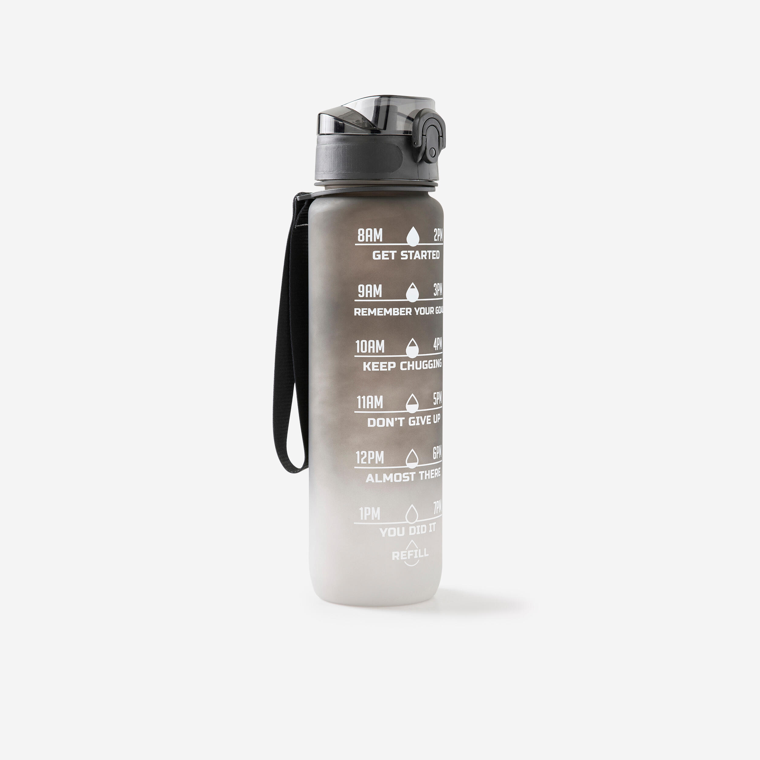 PHOENIX 1-Litre Fitness Bottle Motivation - Black/White