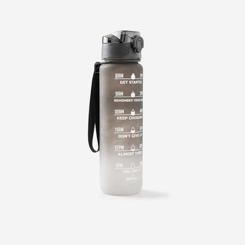 Drinkfles voor fitness Motivation zwart/wit 1 liter