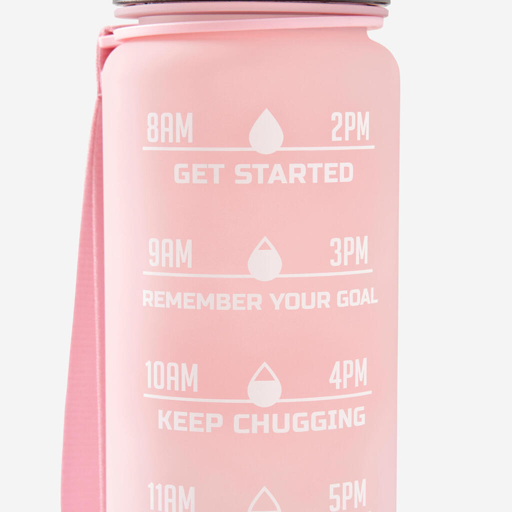 1 Litre Fitness Bottle Motivation - Pink/White