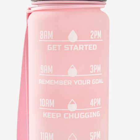 1 Litre Fitness Bottle Motivation - Pink/White