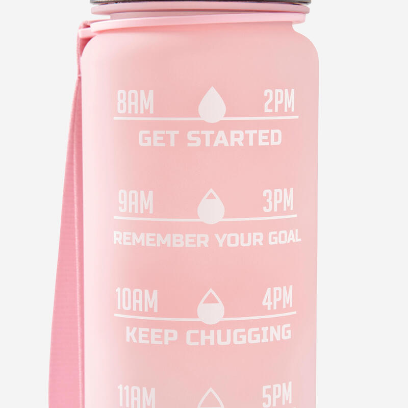 GOURDE DE FITNESS MOTIVATION 1 LITRE - ROSE BLANC