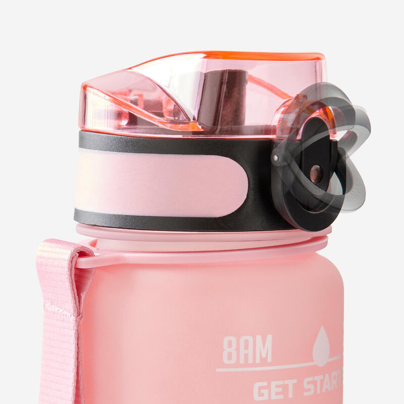 MOTIVERENDE DRINKFLES VOOR FITNESS 1 LITER ROZE WIT