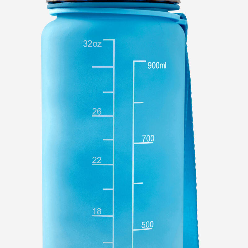 MOTIVERENDE DRINKFLES VOOR FITNESS 1 LITER BLAUW WIT