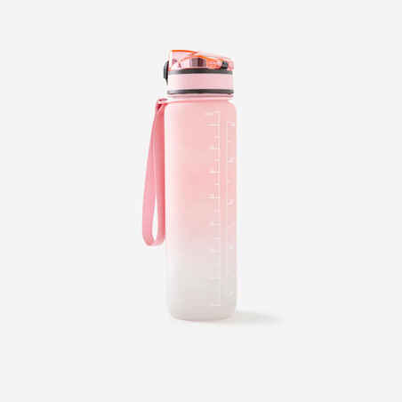 1 Litre Fitness Bottle Motivation - Pink/White