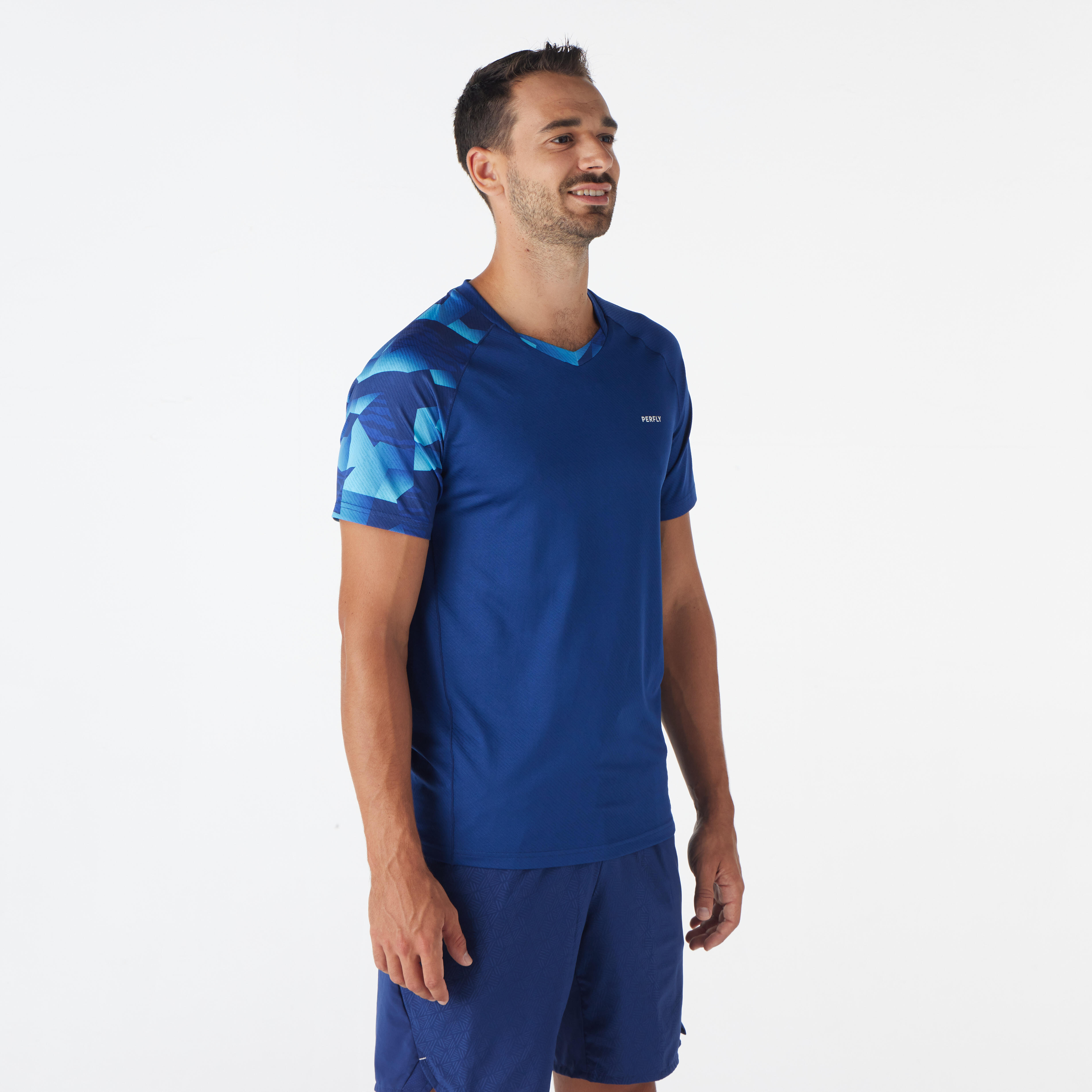 Men's Badminton T-Shirt 560 - Navy/Aqua