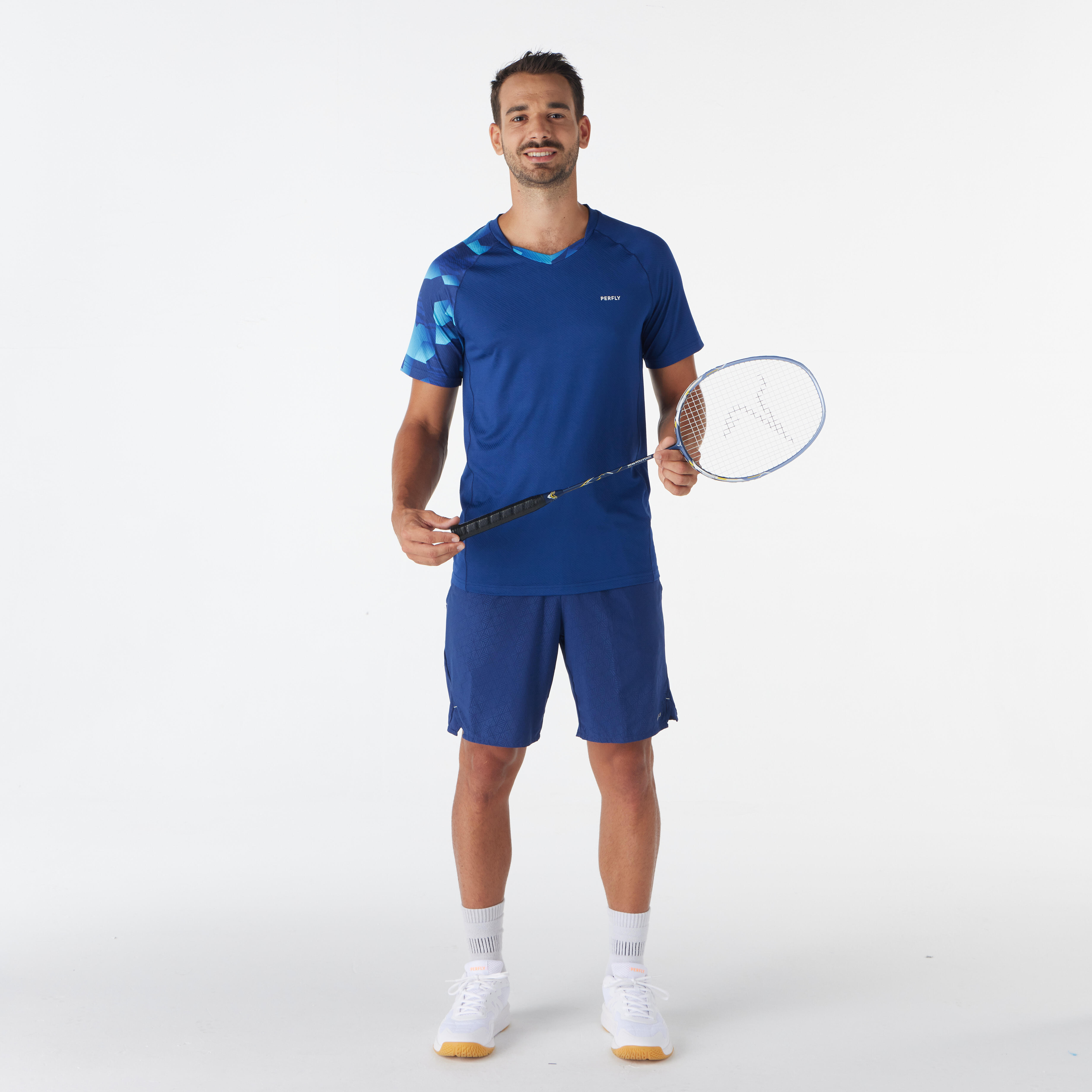 Uomo Maglietta Badminton 560 - Navy/Aqua