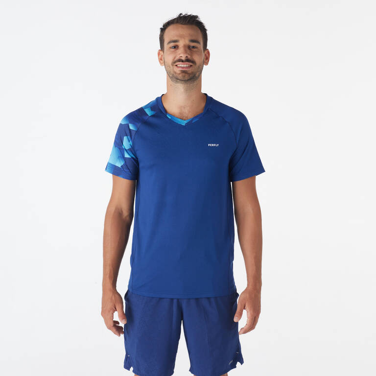 Kaos Badminton Pria LITE 560 - Biru Aqua