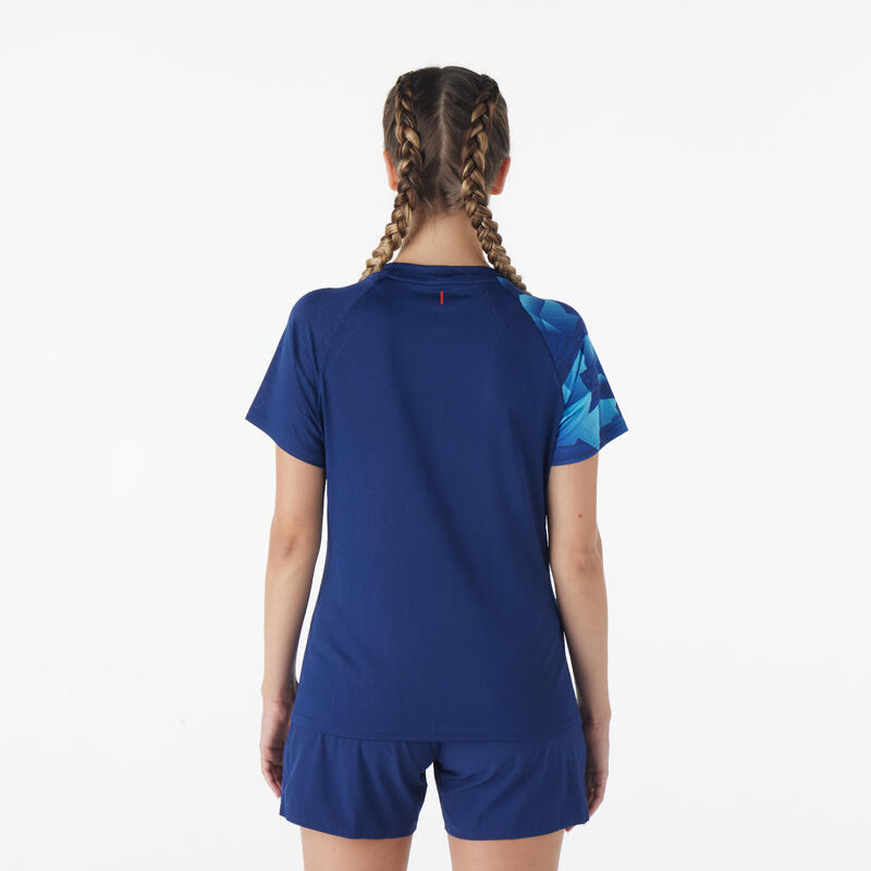 T-Shirt de Badminton LITE 560 Mulher Azul marinho Aqua