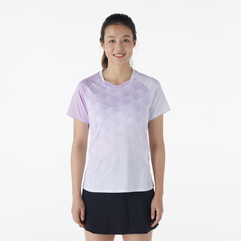 女款羽球T恤LITE 560淡紫色