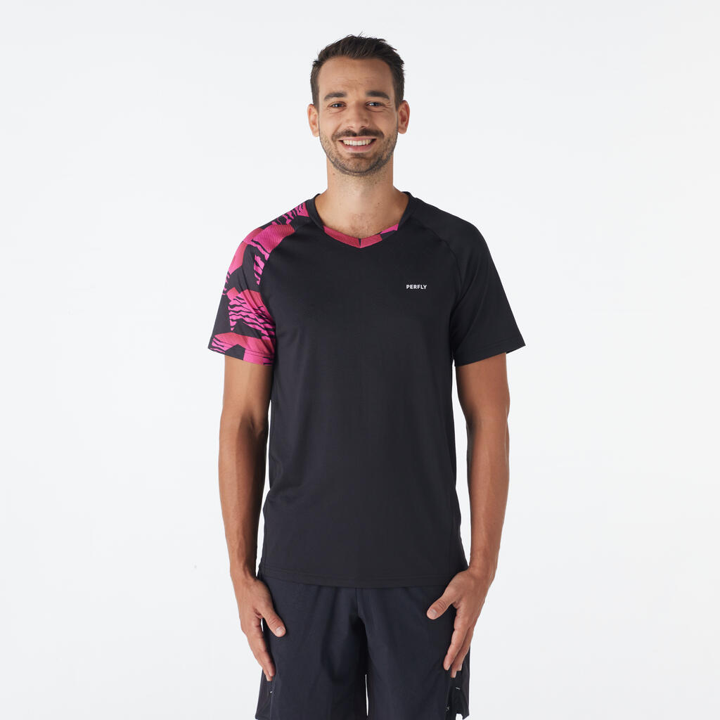 LITE Badminton T-shirt 560 Men Black Fluo Mangenta