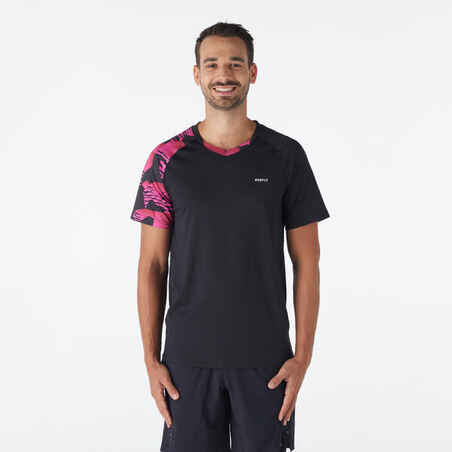 LITE Badminton T-shirt 560 Men Black Fluo Mangenta