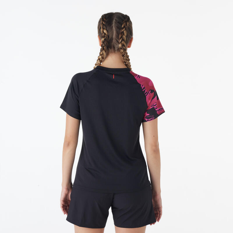 Badmintonshirt voor dames LITE 560 zwart fluo