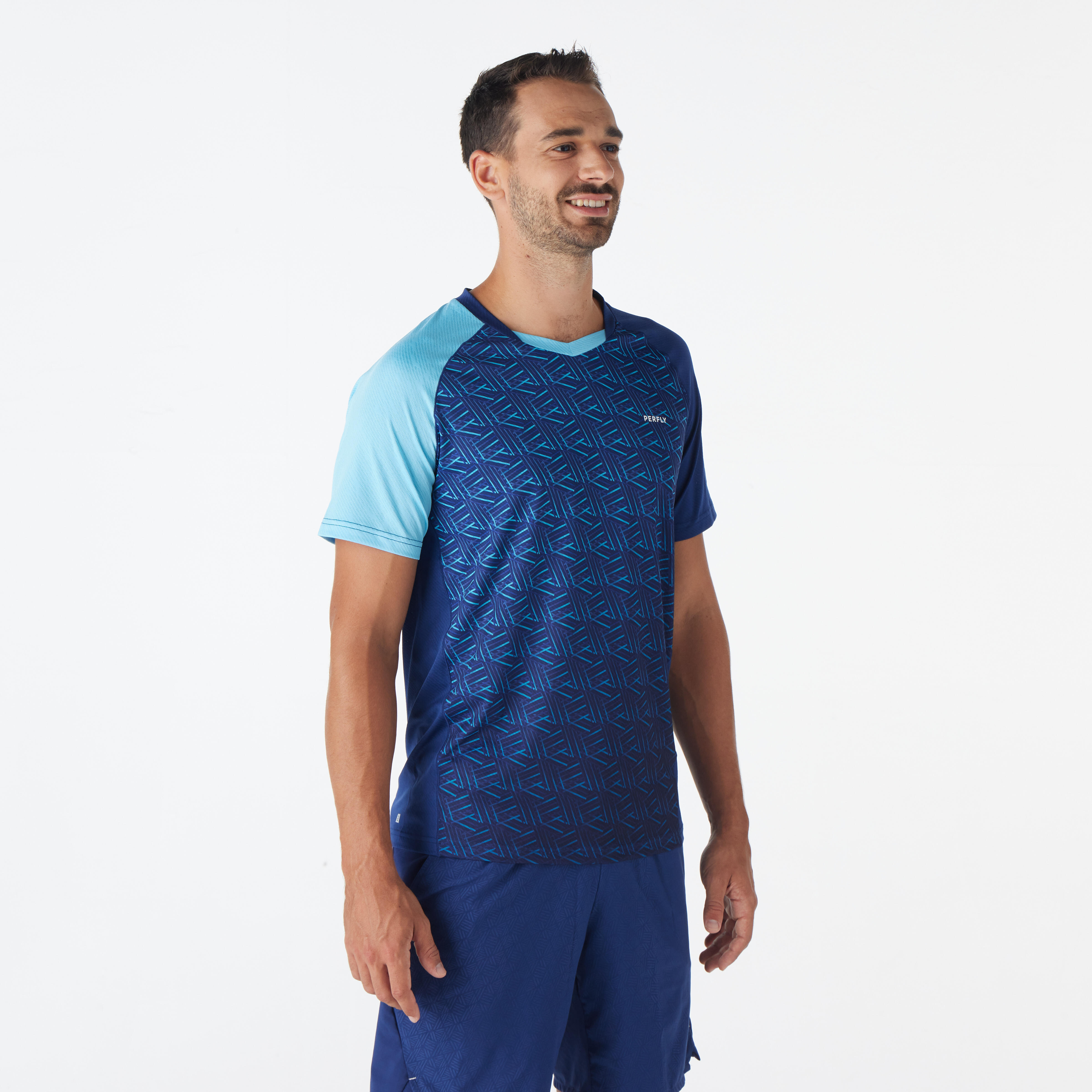 LITE Badminton T-shirt 560 Men Aqua Navy