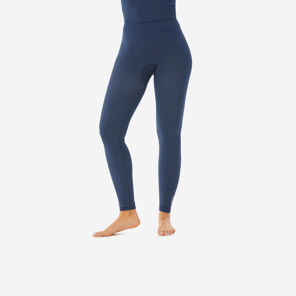 Pantalón de esquí térmico sin costuras azul marino para mujer BL 500