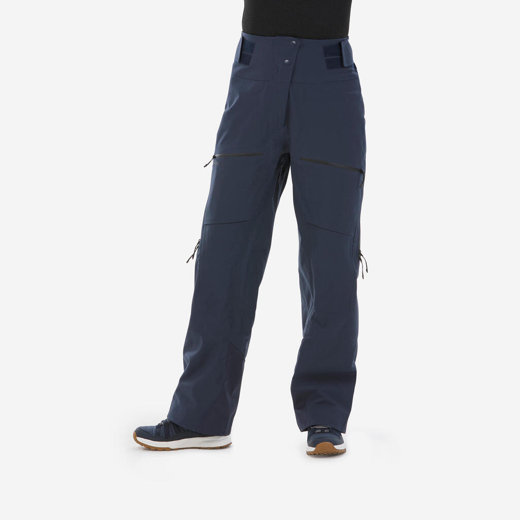 Women’s warm and breathable ski and snowboard trousers, FR500 - Navy Blue