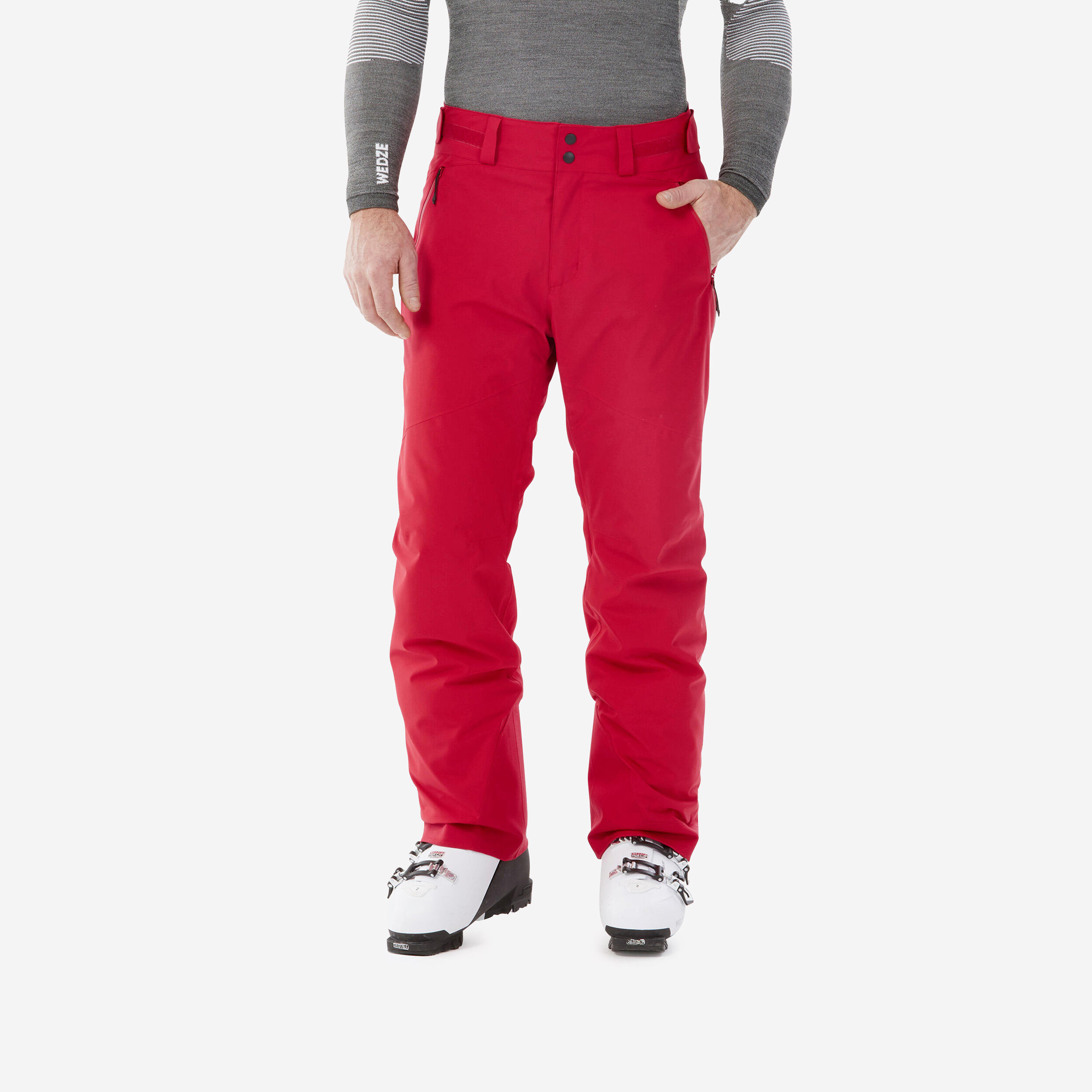 Men's warm, adjustable ski pants, 500 red