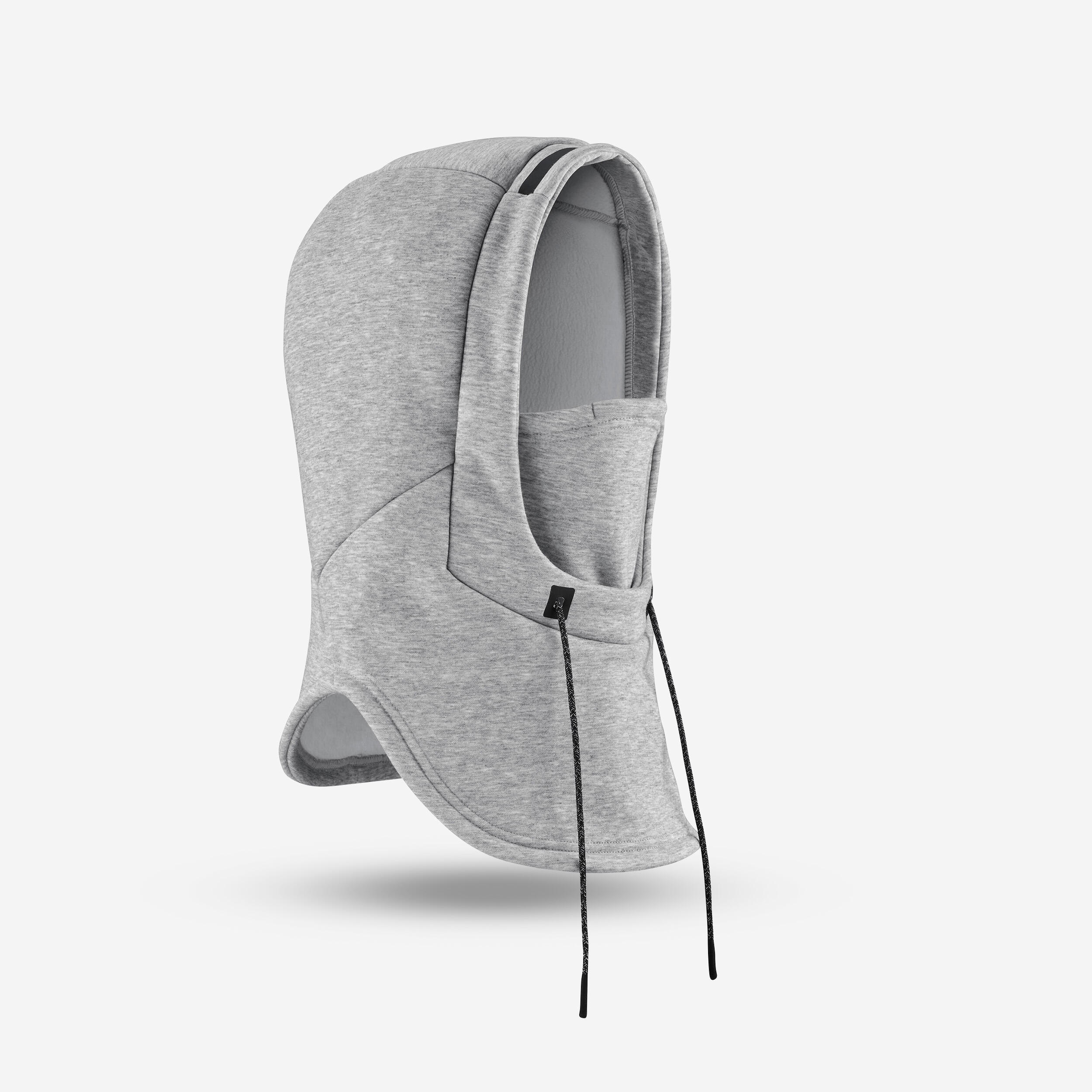 ADULT FLEECE SKI HOOD OVER HELMET - LIGHT GREY