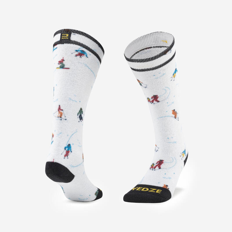 Chaussettes de ski chaudes enfant, 100 blanc skieurs