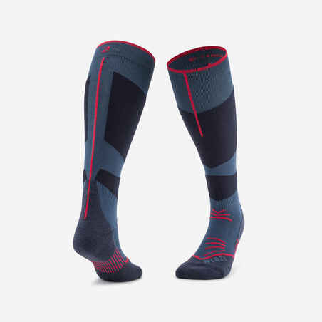 ADULT SKI SOCKS - 500 - NAVY BLUE RED