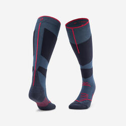 WEDZE Yetişkin Kayak Çorabı - Lacivert / Kırmızı - 500
