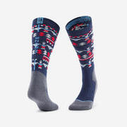 CHAUSSETTES DE SKI ET SNOWBOARD ENFANT 100 - MOTIFS BLEUS