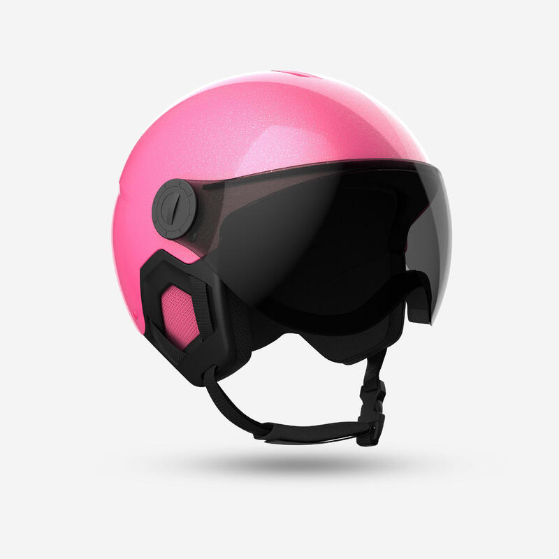 Casco sci bambina 500 rosa paillettes