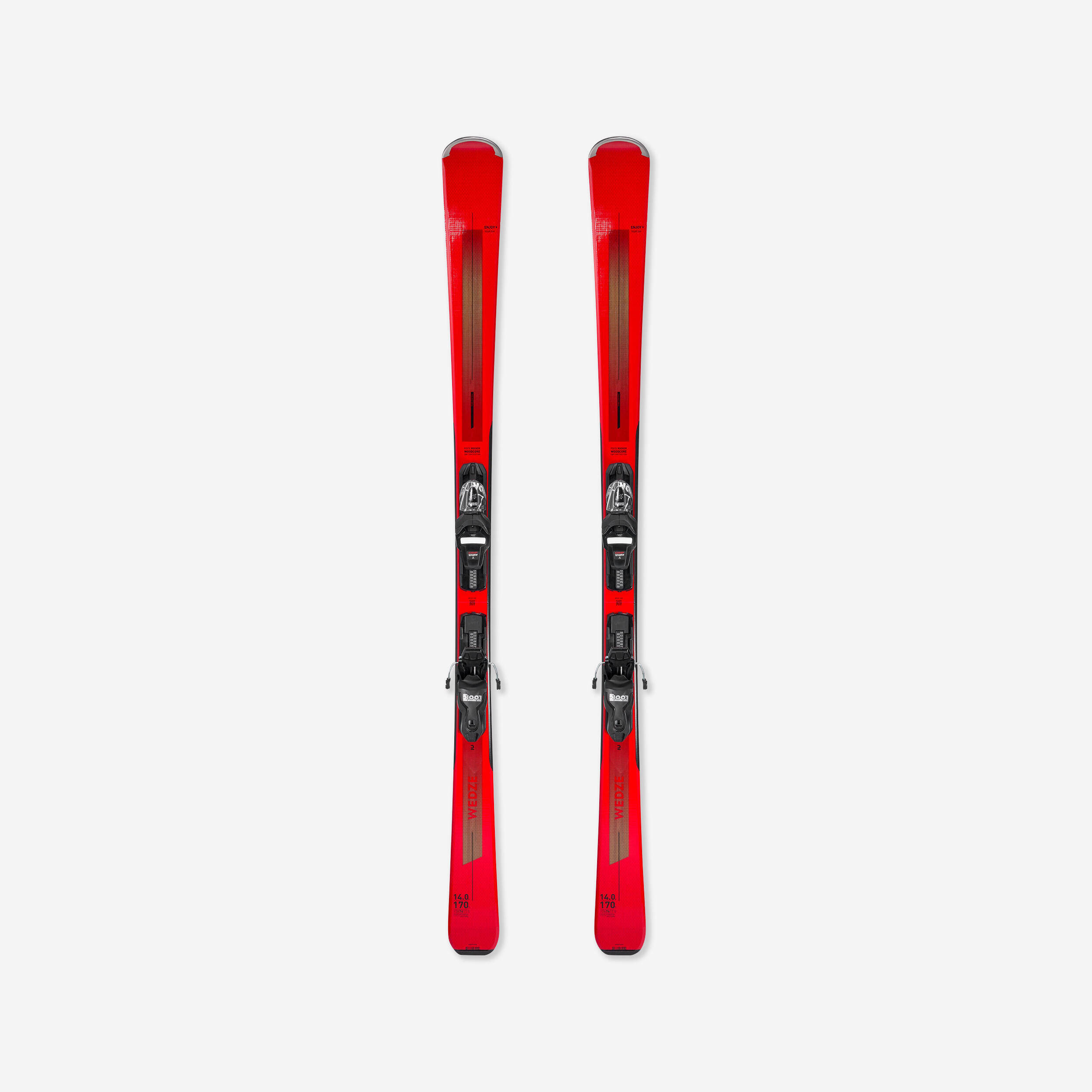 Men’s piste ski with bindings, Boost 500 - Red -  1