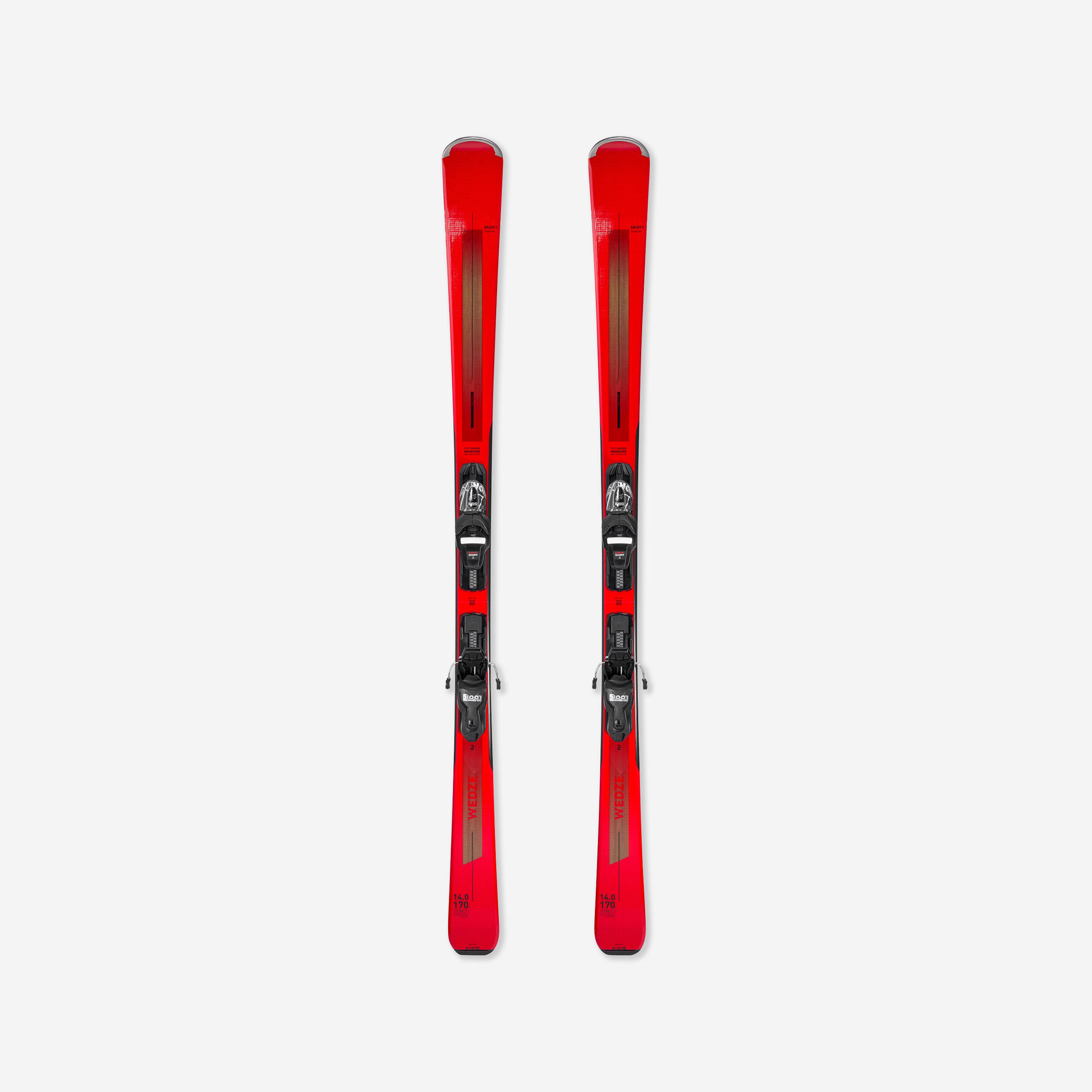 MEN'S DOWNHILL SKI WITH BINDINGS - BOOST 500 - RED 1/12