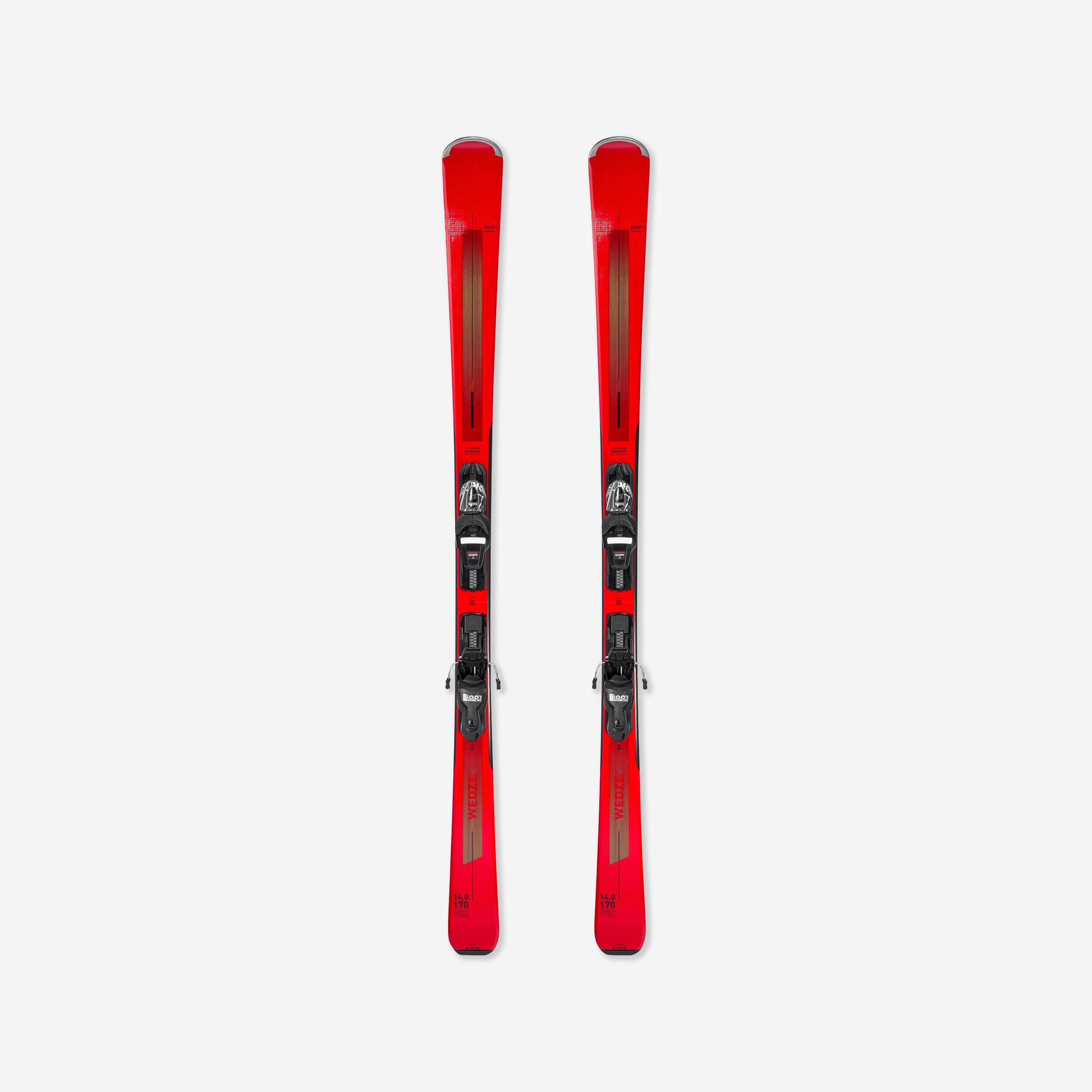 WEDZE MEN'S DOWNHILL SKI WITH BINDINGS - BOOST 500 - RED