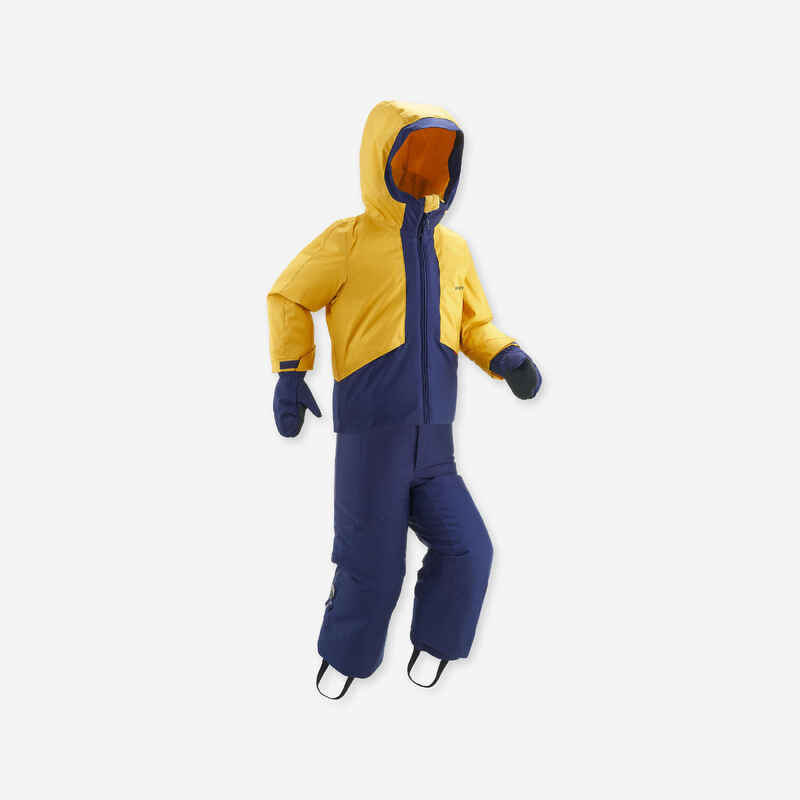 Kids’ Warm and Waterproof Ski Suit 580 - Yellow and Blue