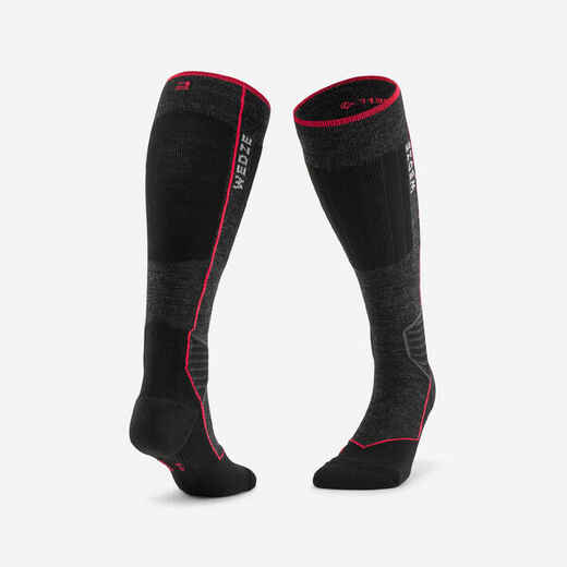 
      Suaugusiųjų slidinėjimo ir snieglenčių vilnonės kojinės „900 Wool“, juodos
  